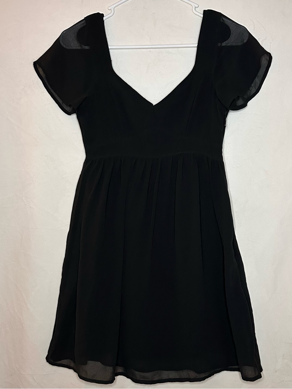 Women’s Hollister Black Double Layer Babydoll Chiffon Mini Dress Size XS petite